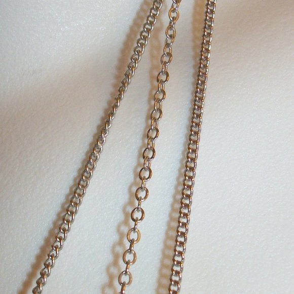 Triple Chain w/ Triple 4 Crystal Pendants Necklace - Picture 3 of 10